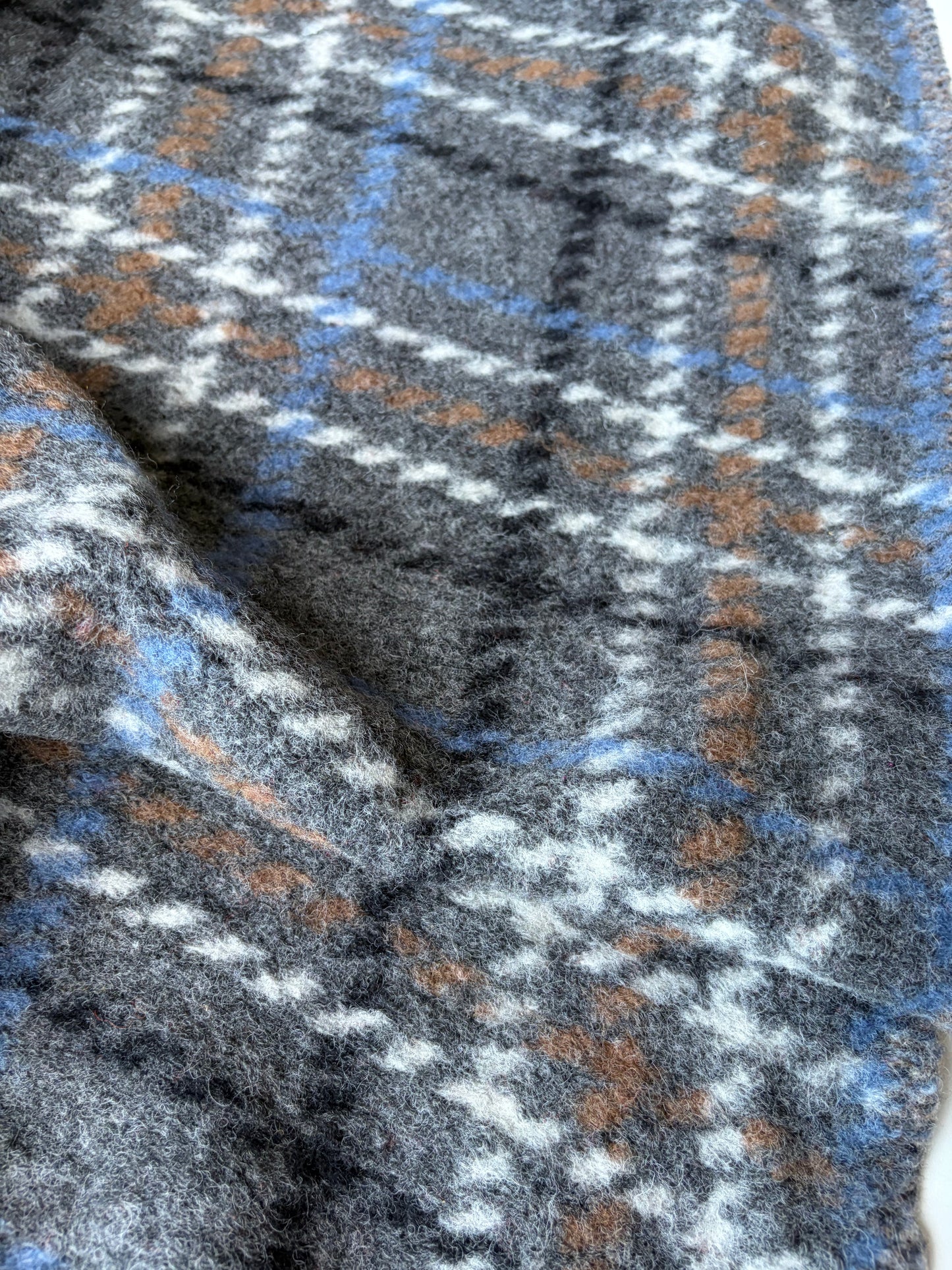 GAIL 027 heavy boiled wool check grey/camel/blue