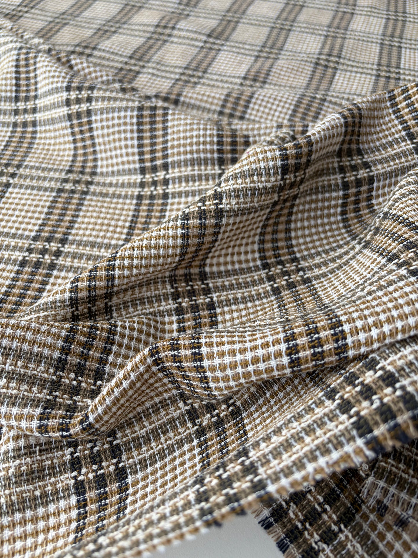 JEAN 012 cotton tweed Chanel style brown/khaky/sand checks