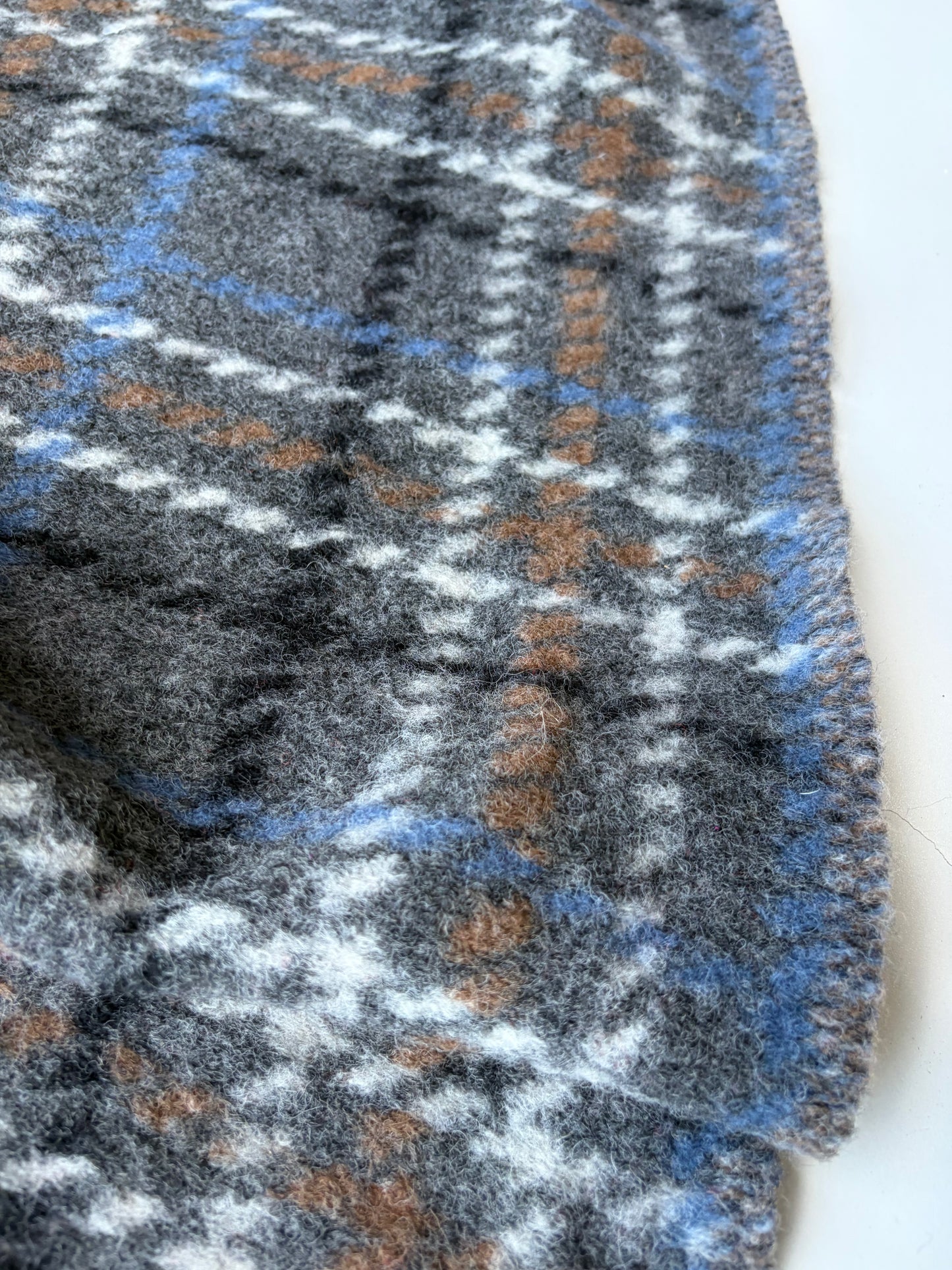 GAIL 027 heavy boiled wool check grey/camel/blue