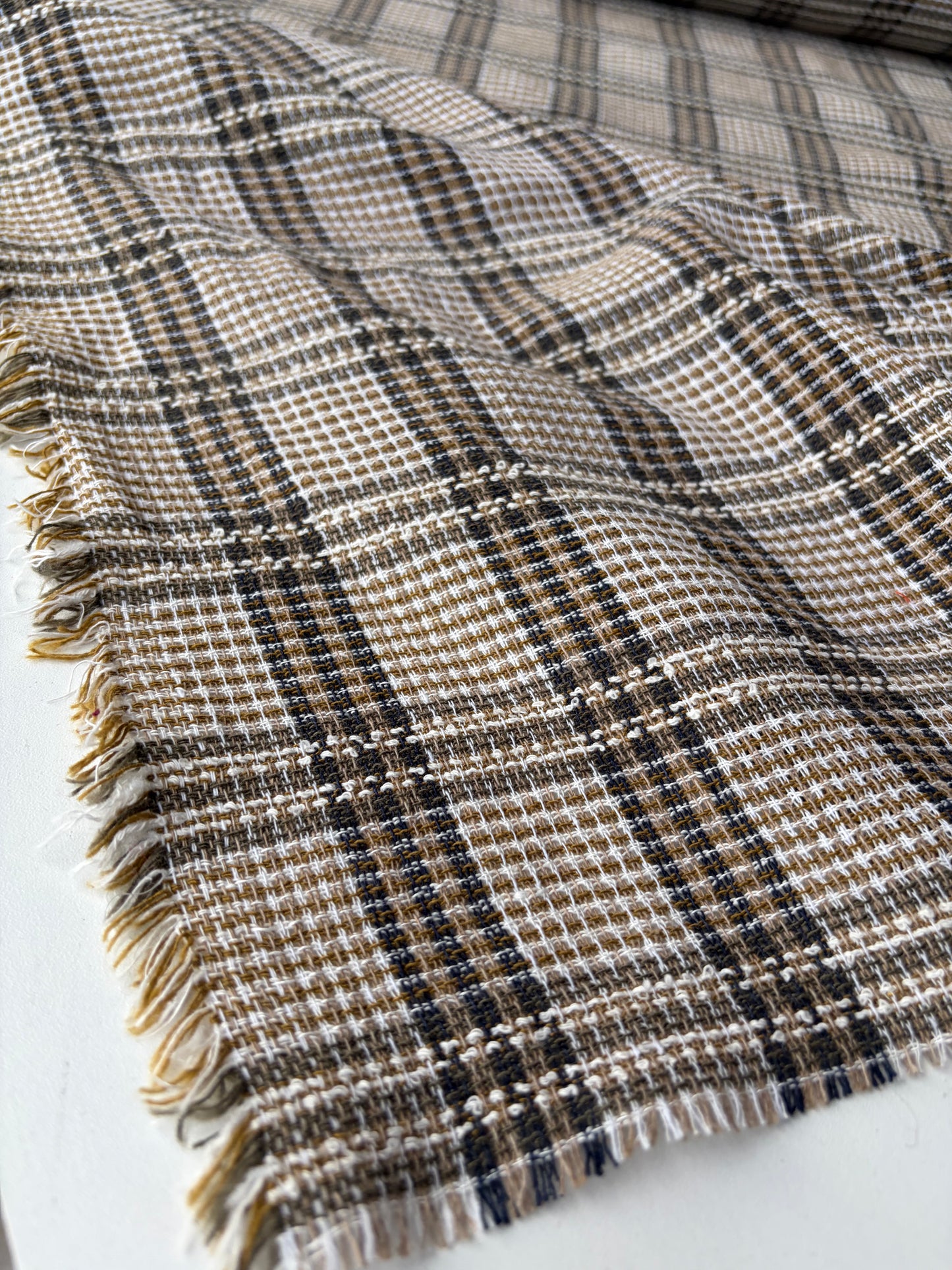 JEAN 012 cotton tweed Chanel style brown/khaky/sand checks