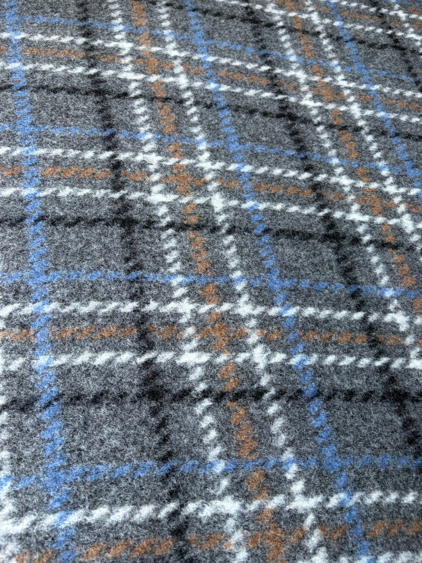 GAIL 027 heavy boiled wool check grey/camel/blue