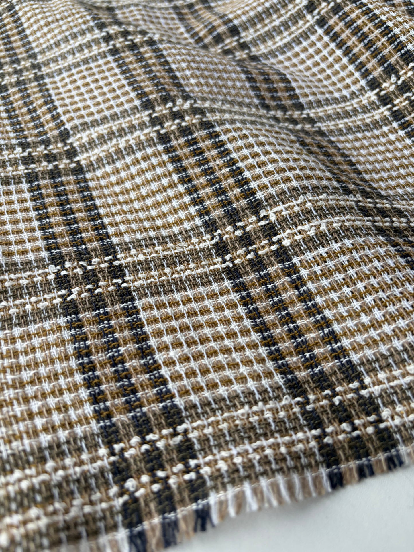 JEAN 012 cotton tweed Chanel style brown/khaky/sand checks