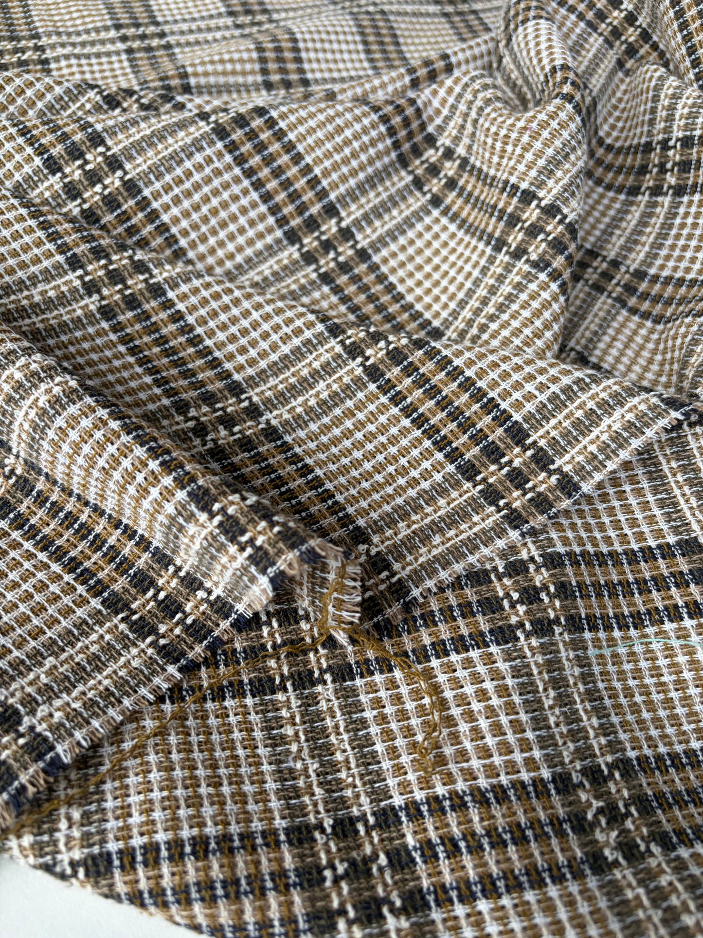 JEAN 012 cotton tweed Chanel style brown/khaky/sand checks