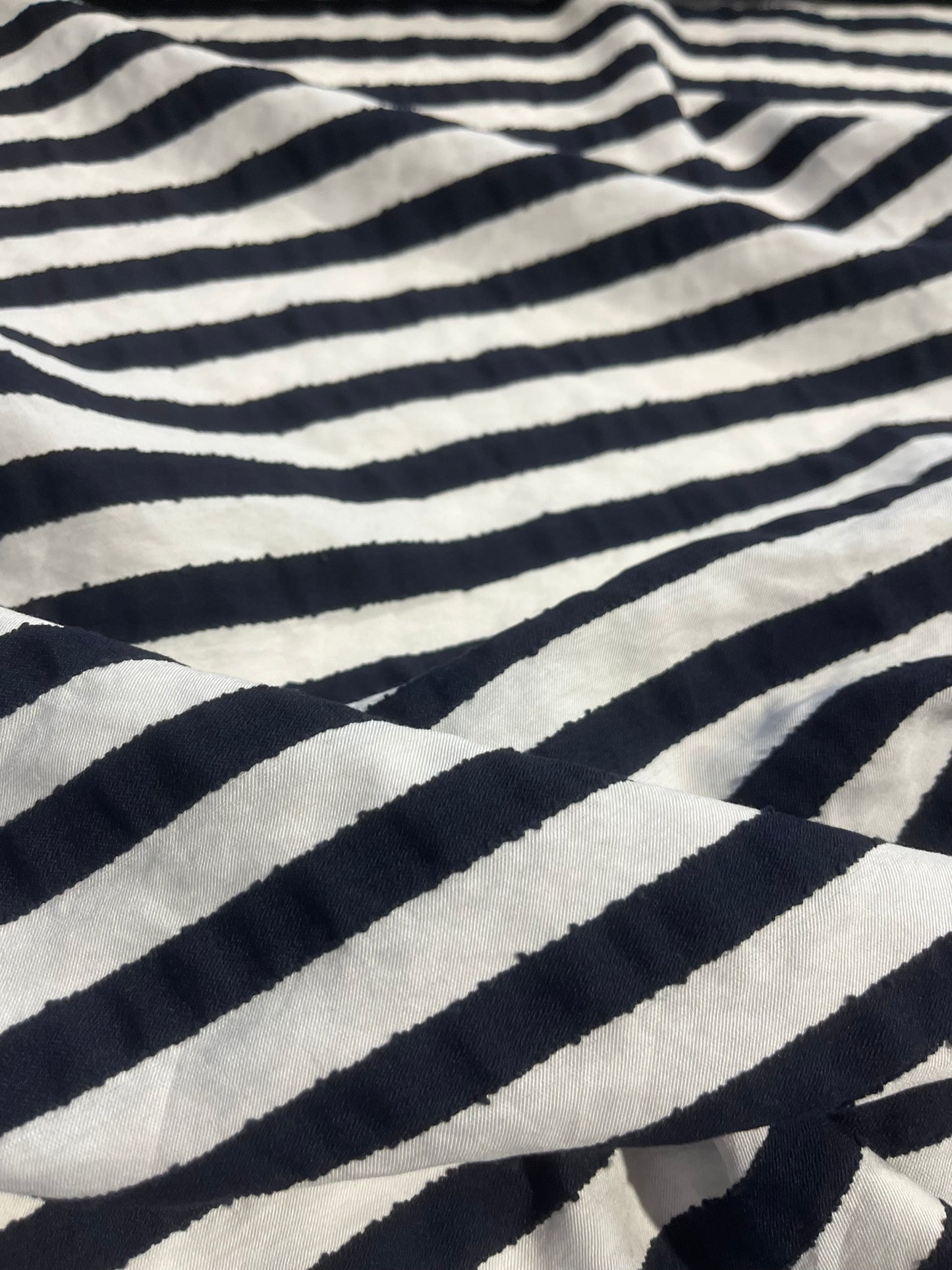 JULIA 008  colourwoven cotton stripe navy/white