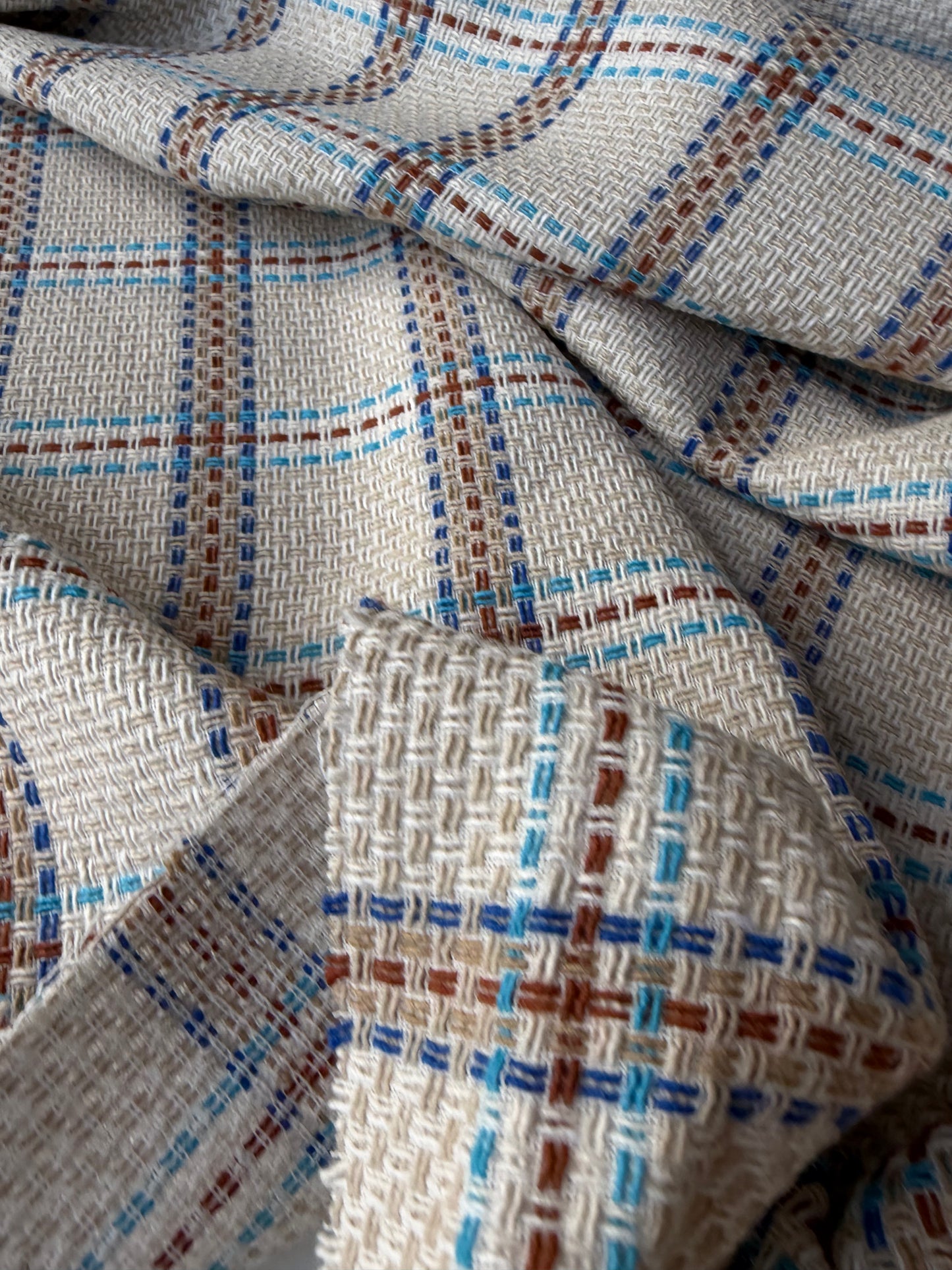 JEAN 018 cotton tweed Chanel style brown/blue/sand checks