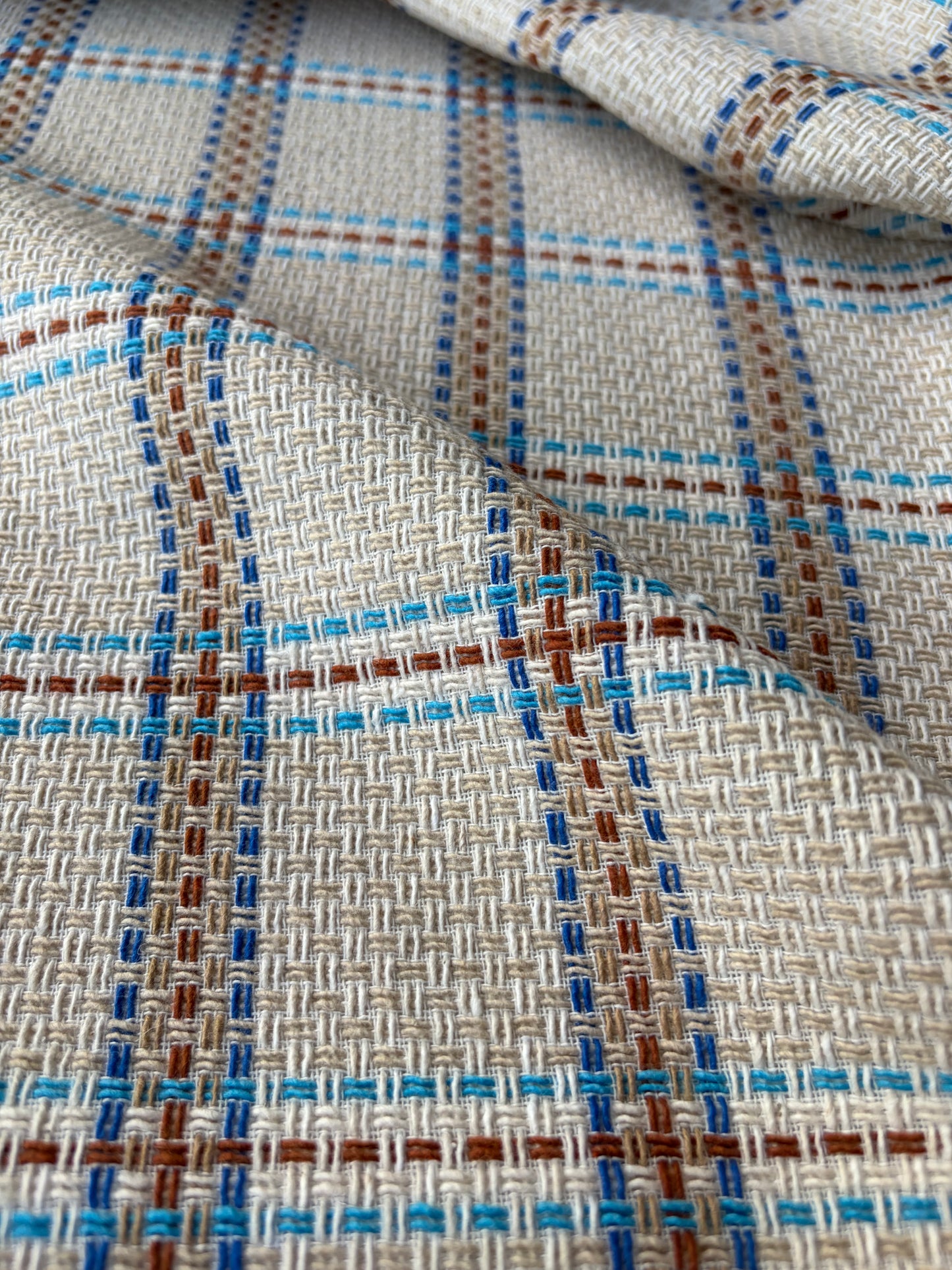 JEAN 018 cotton tweed Chanel style brown/blue/sand checks