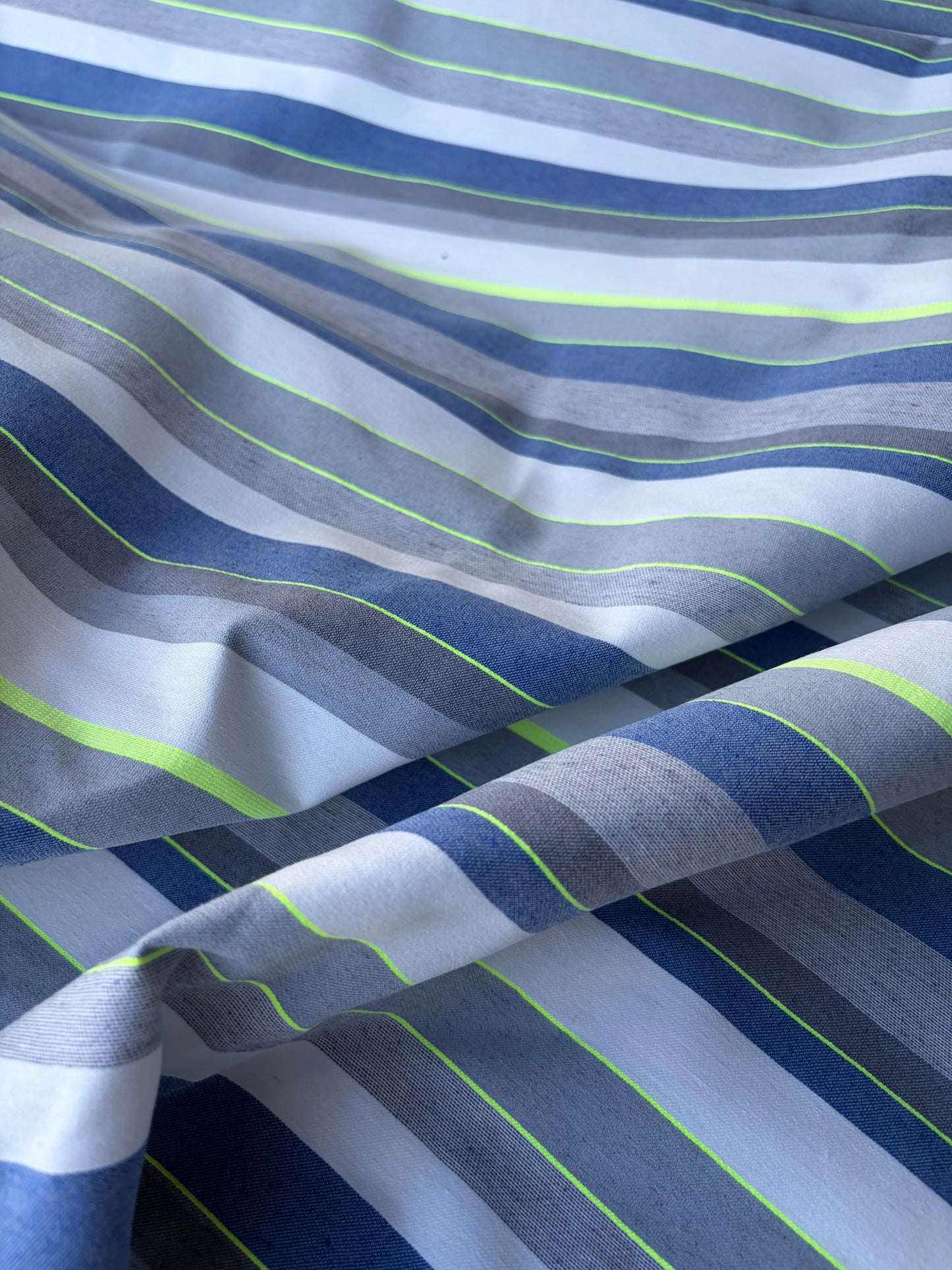 JEAN 021 cotton bengaline stripes blue with fluo