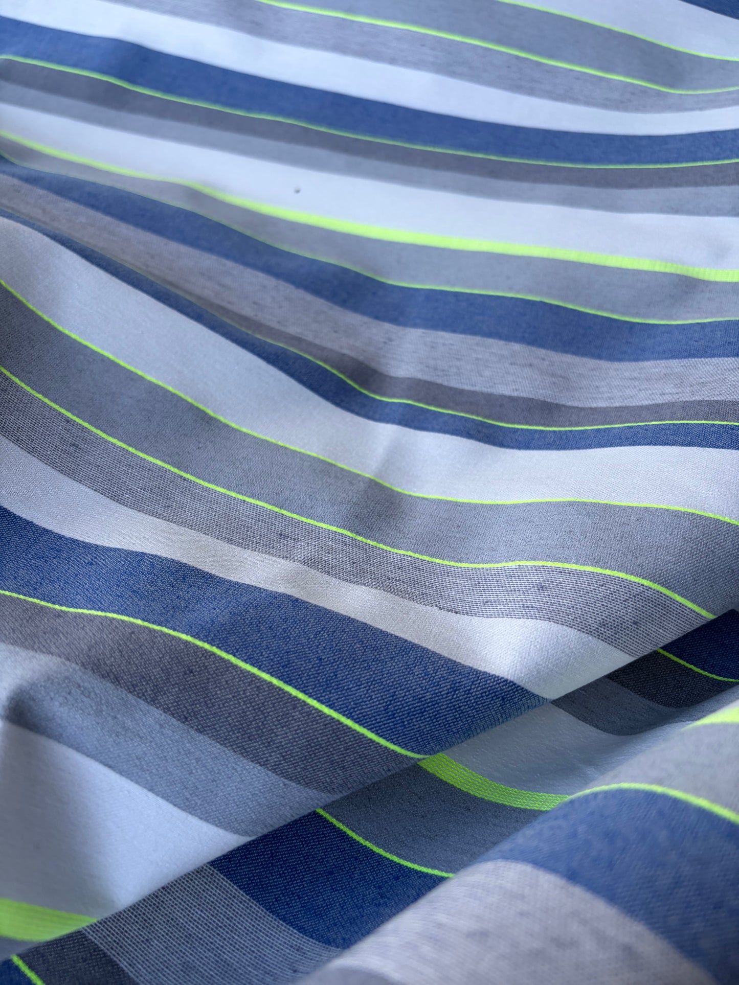 JEAN 021 cotton bengaline stripes blue with fluo