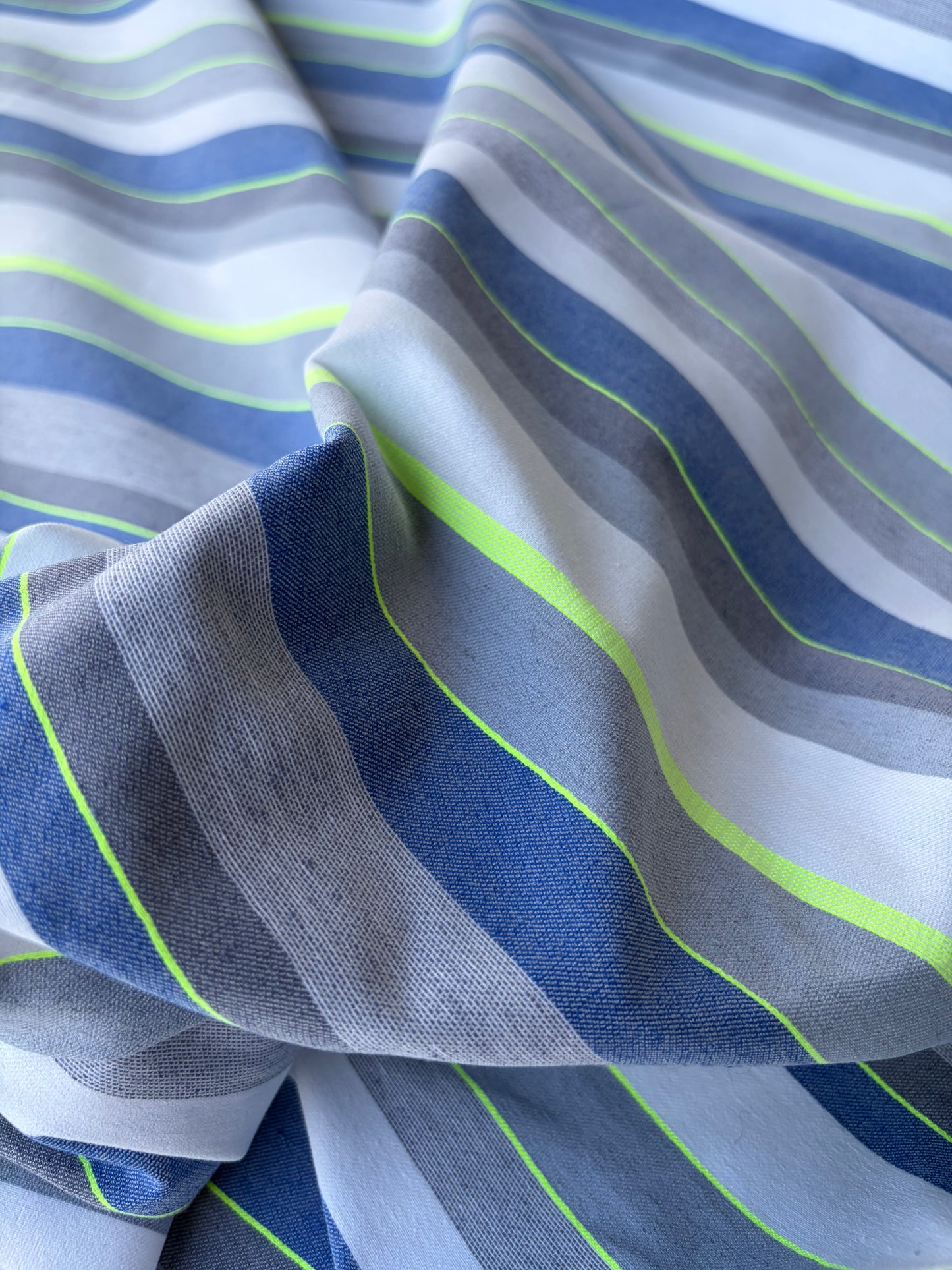 JEAN 021 cotton bengaline stripes blue with fluo
