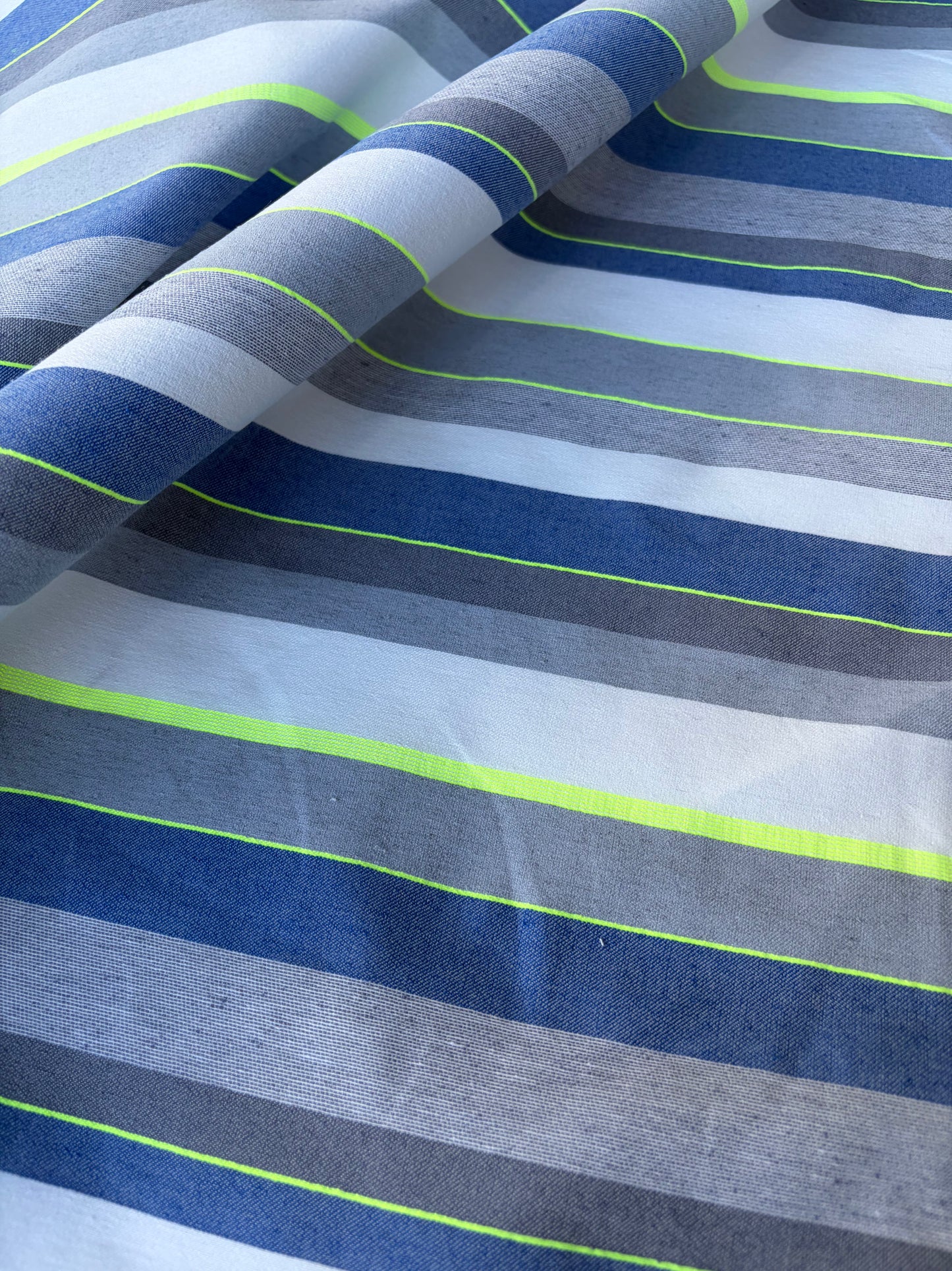 JEAN 021 cotton bengaline stripes blue with fluo