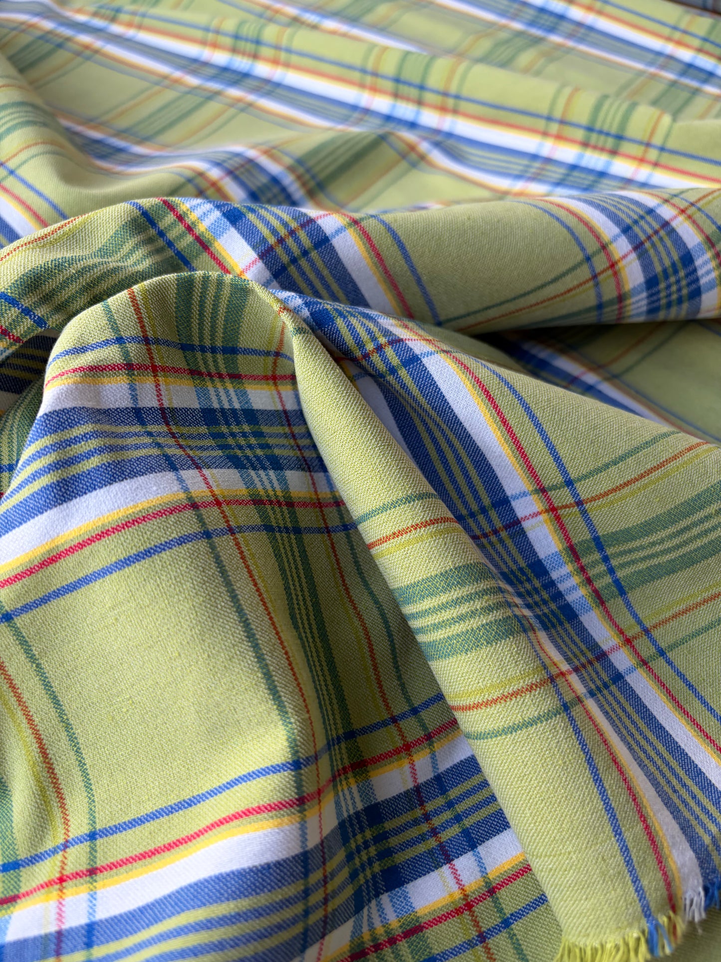 JEAN 022 cotton bengaline classical clan check green/electric blue