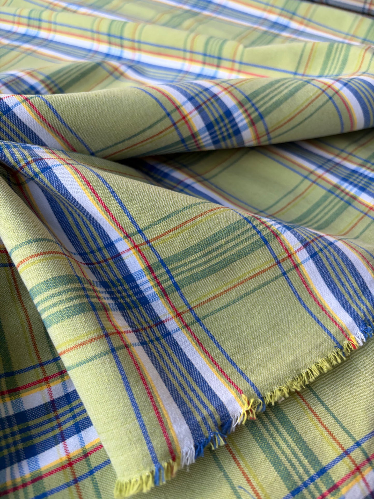 JEAN 022 cotton bengaline classical clan check green/electric blue