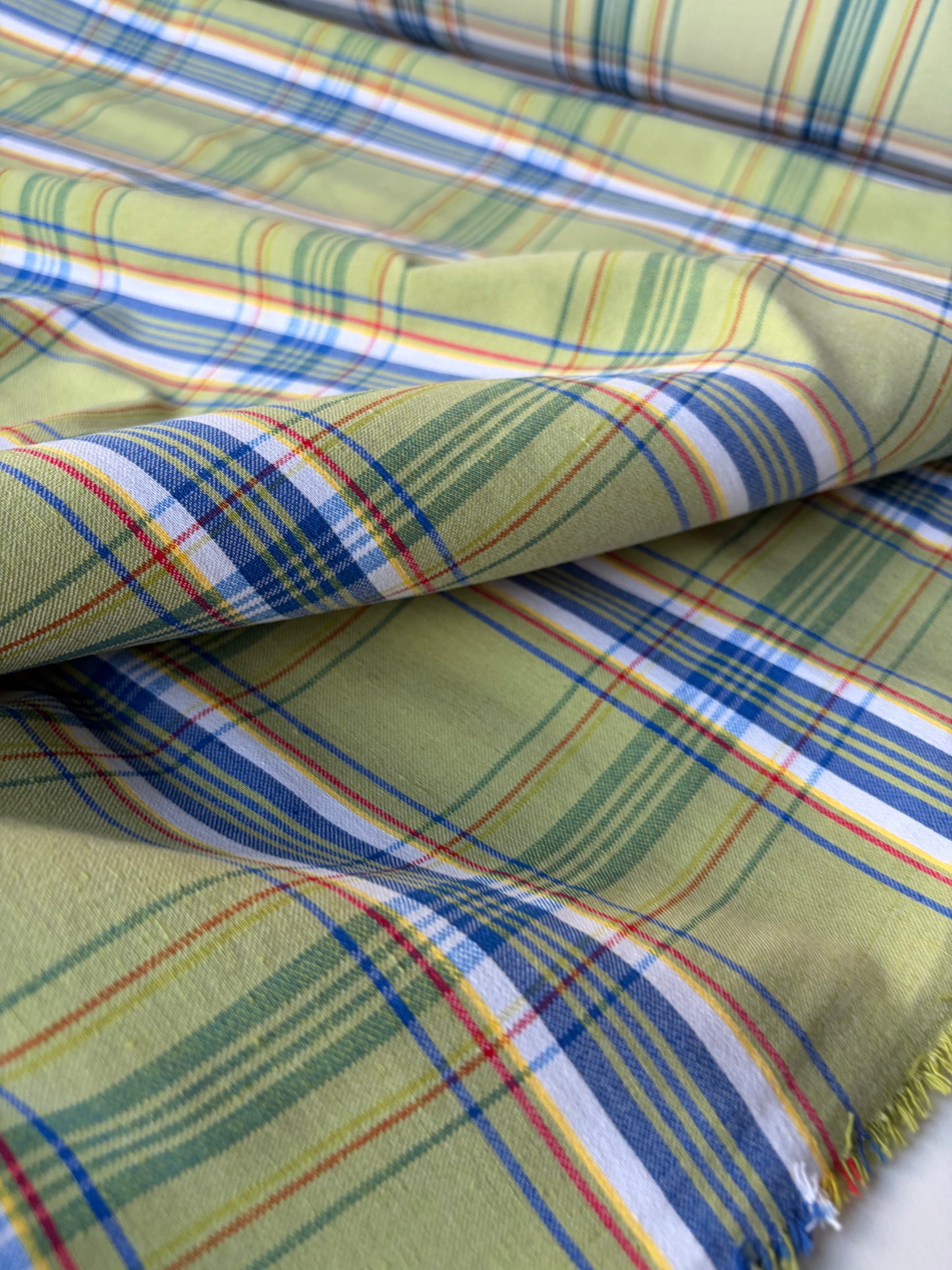 JEAN 022 cotton bengaline classical clan check green/electric blue