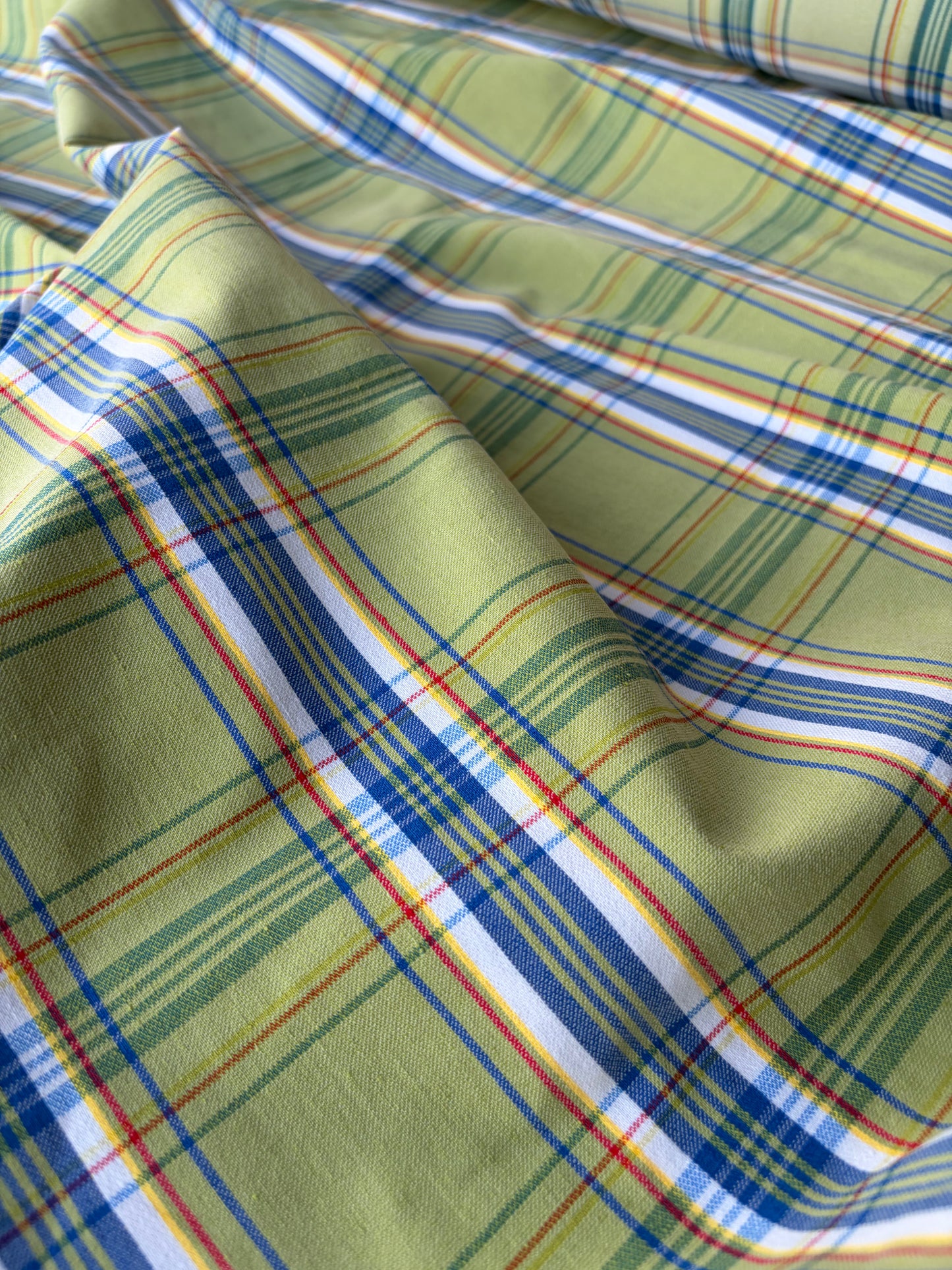 JEAN 022 cotton bengaline classical clan check green/electric blue