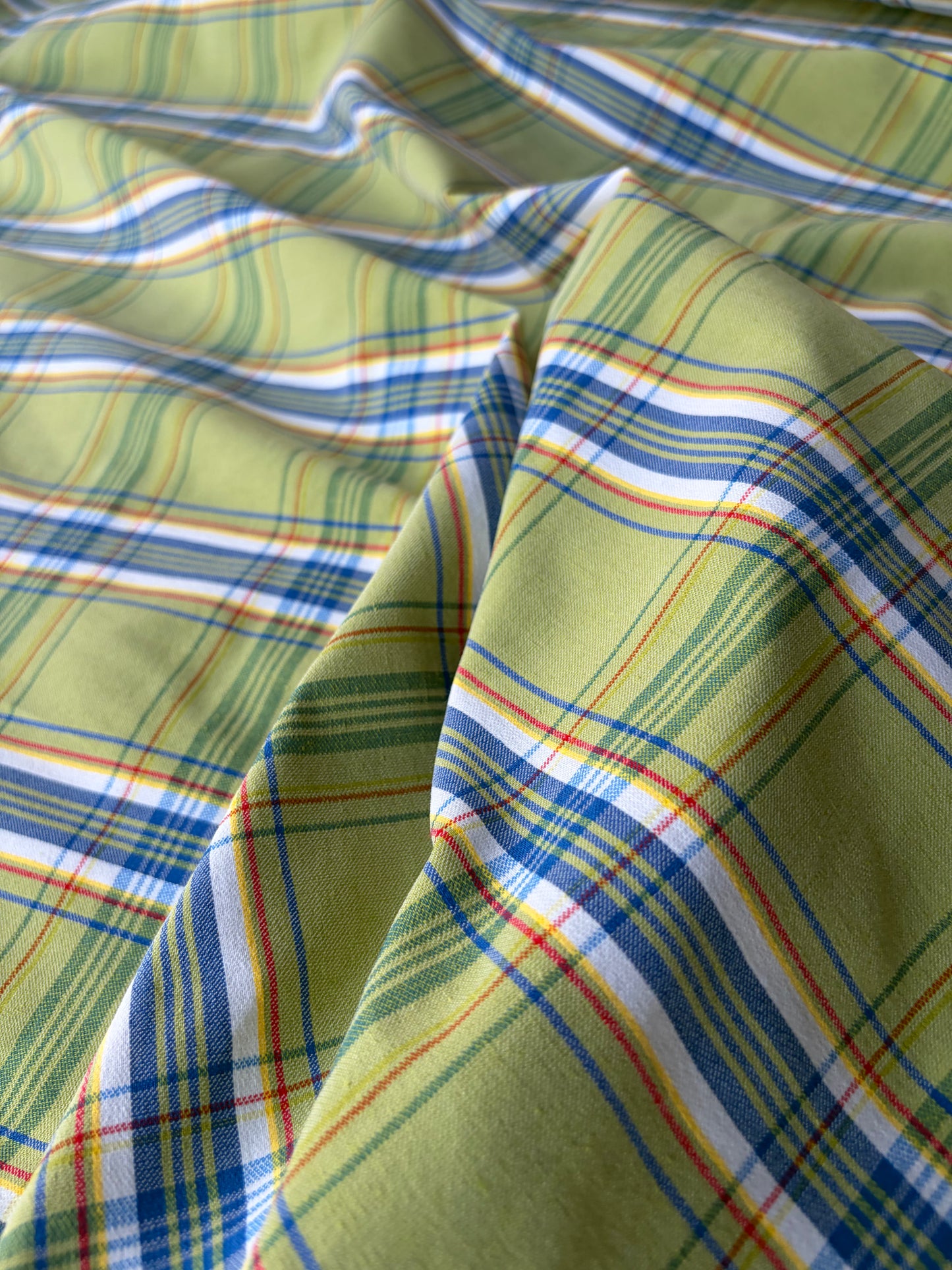JEAN 022 cotton bengaline classical clan check green/electric blue