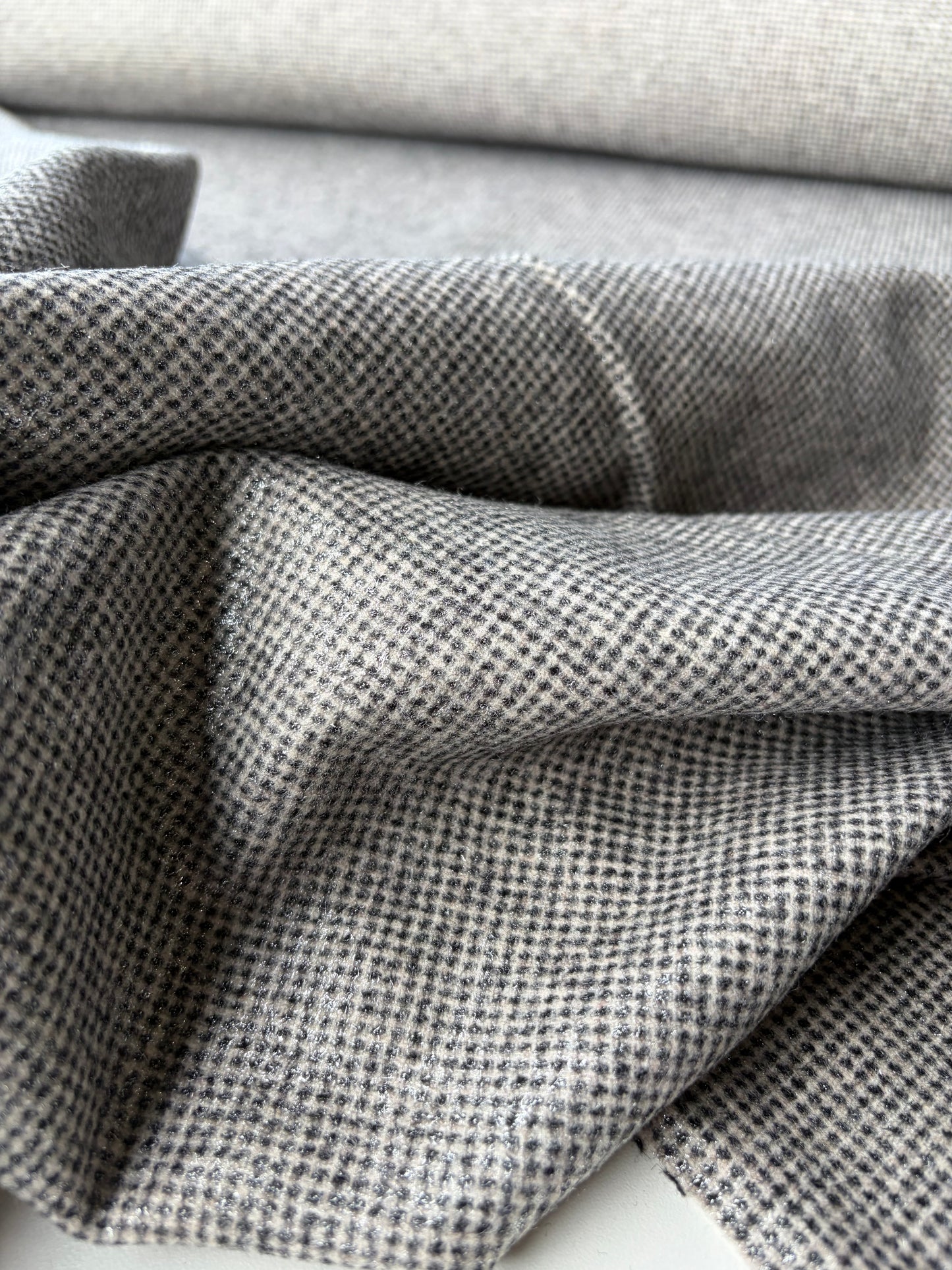 GAIL 037 checkered wool stretch with shiny coating