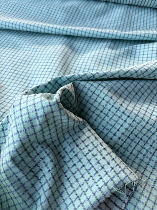 JEAN 025 cotton bengaline check sauge
