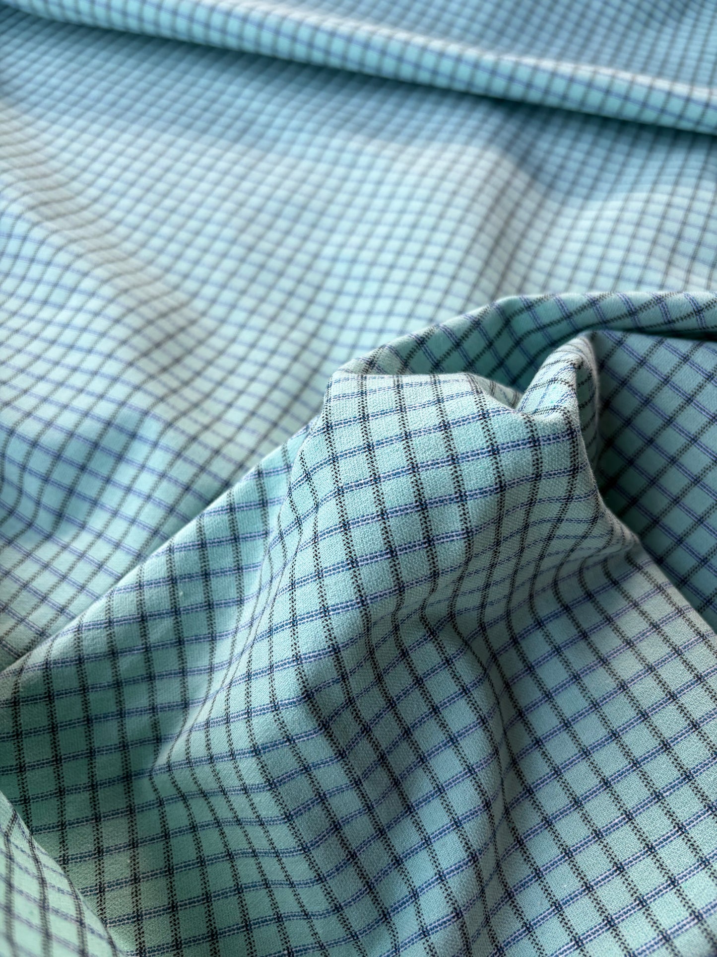JEAN 025 cotton bengaline check sauge