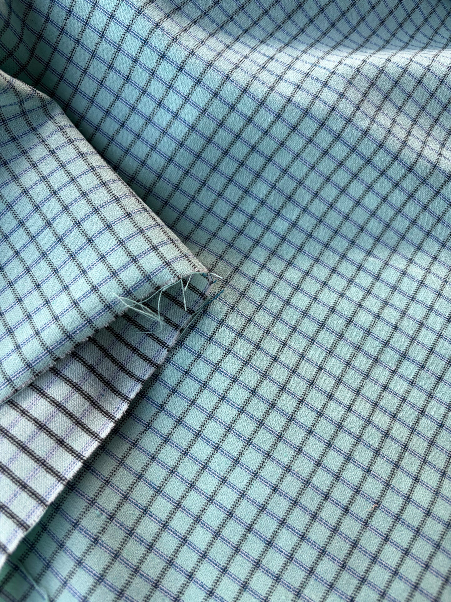 JEAN 025 cotton bengaline check sauge