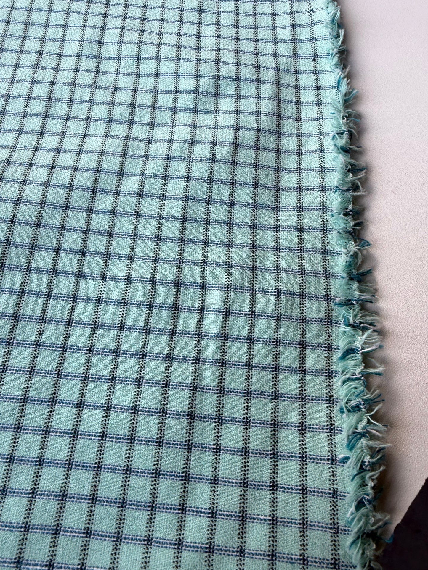 JEAN 025 cotton bengaline check sauge