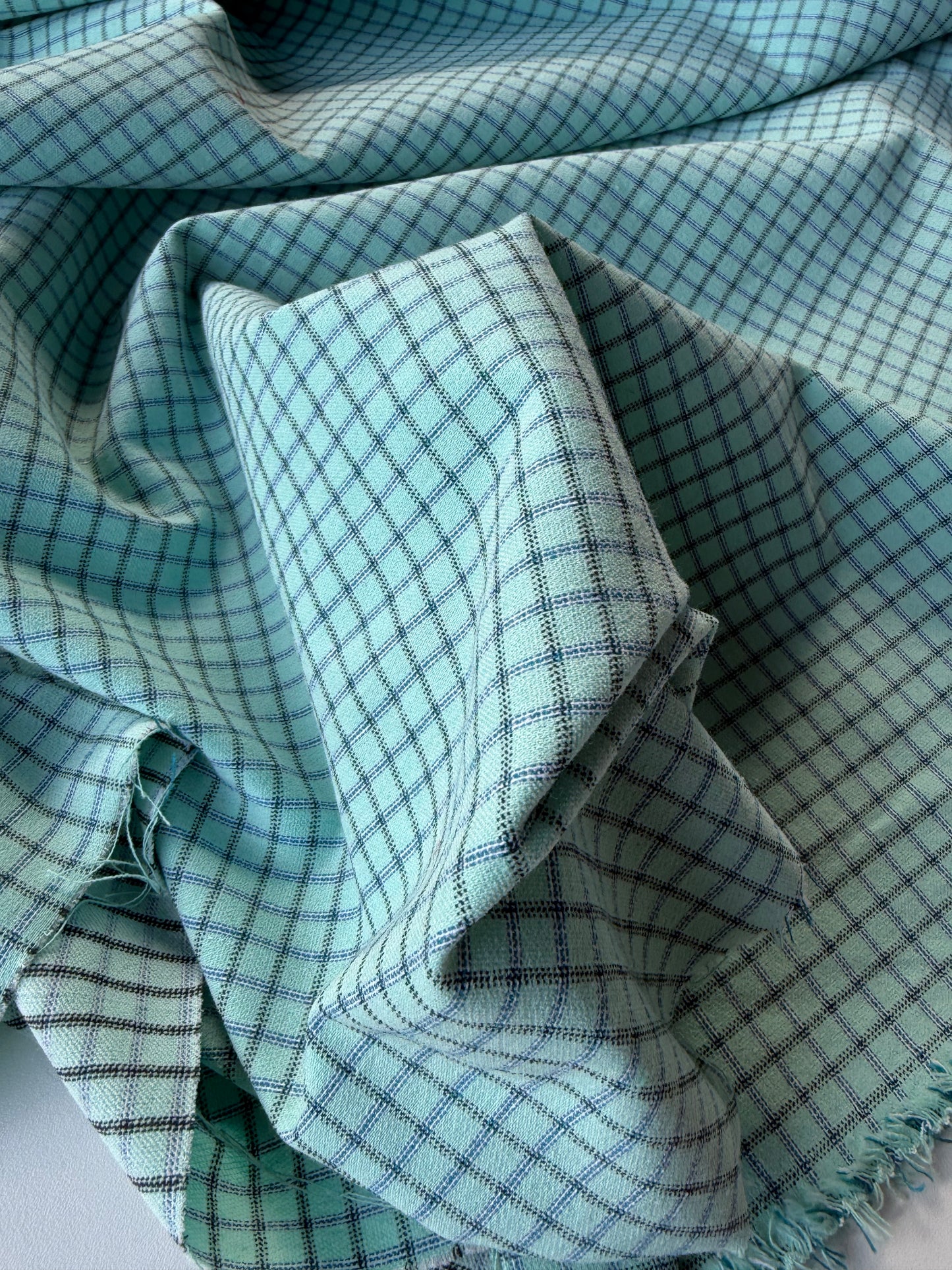 JEAN 025 cotton bengaline check sauge