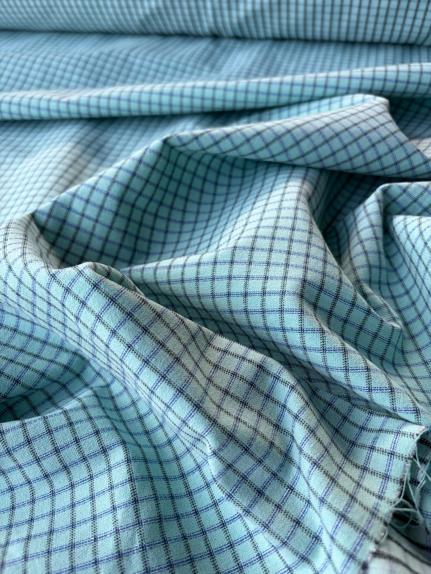 JEAN 025 cotton bengaline check sauge