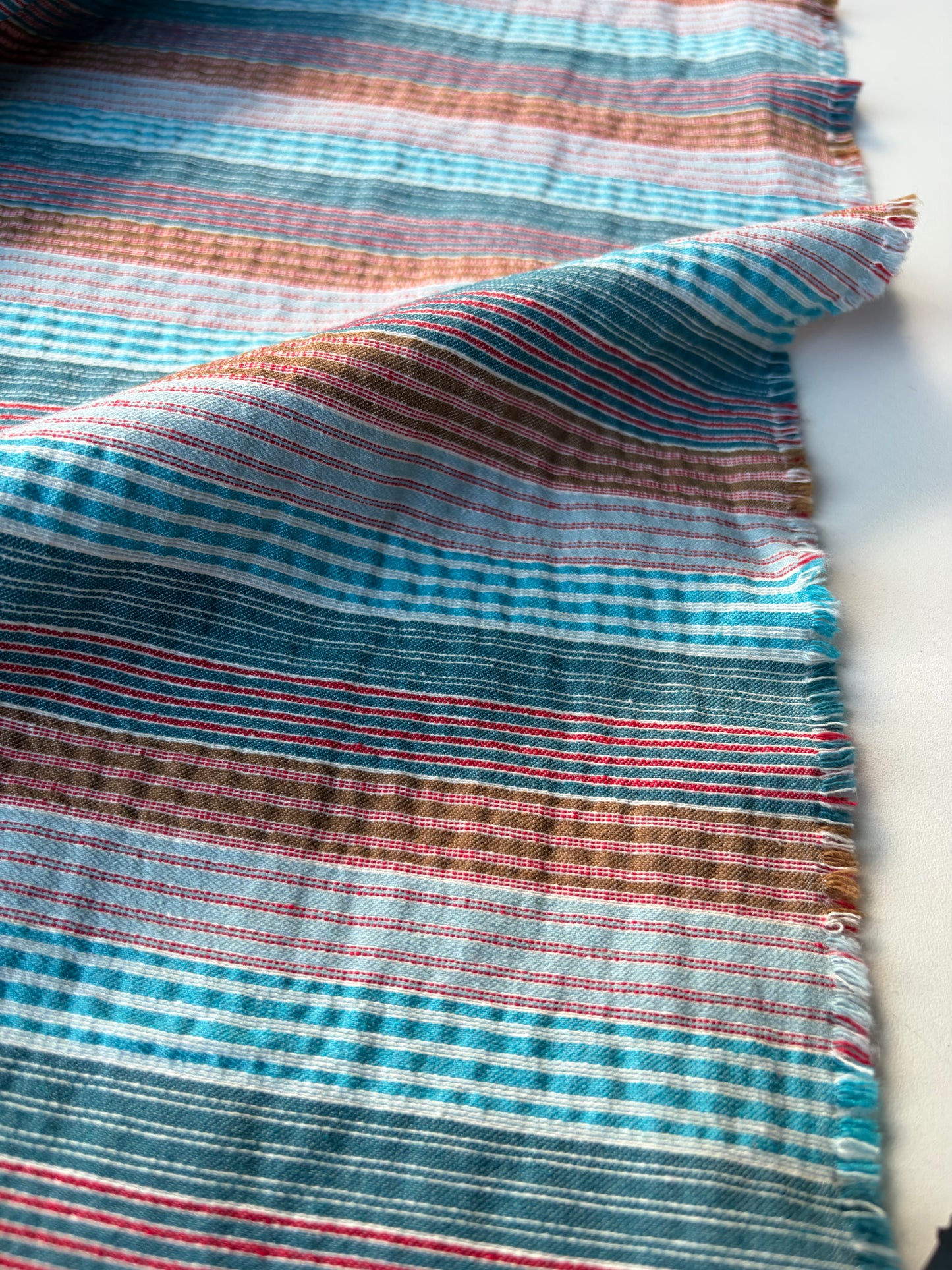 JEAN 027 cotton bengaline stripes blue/brown