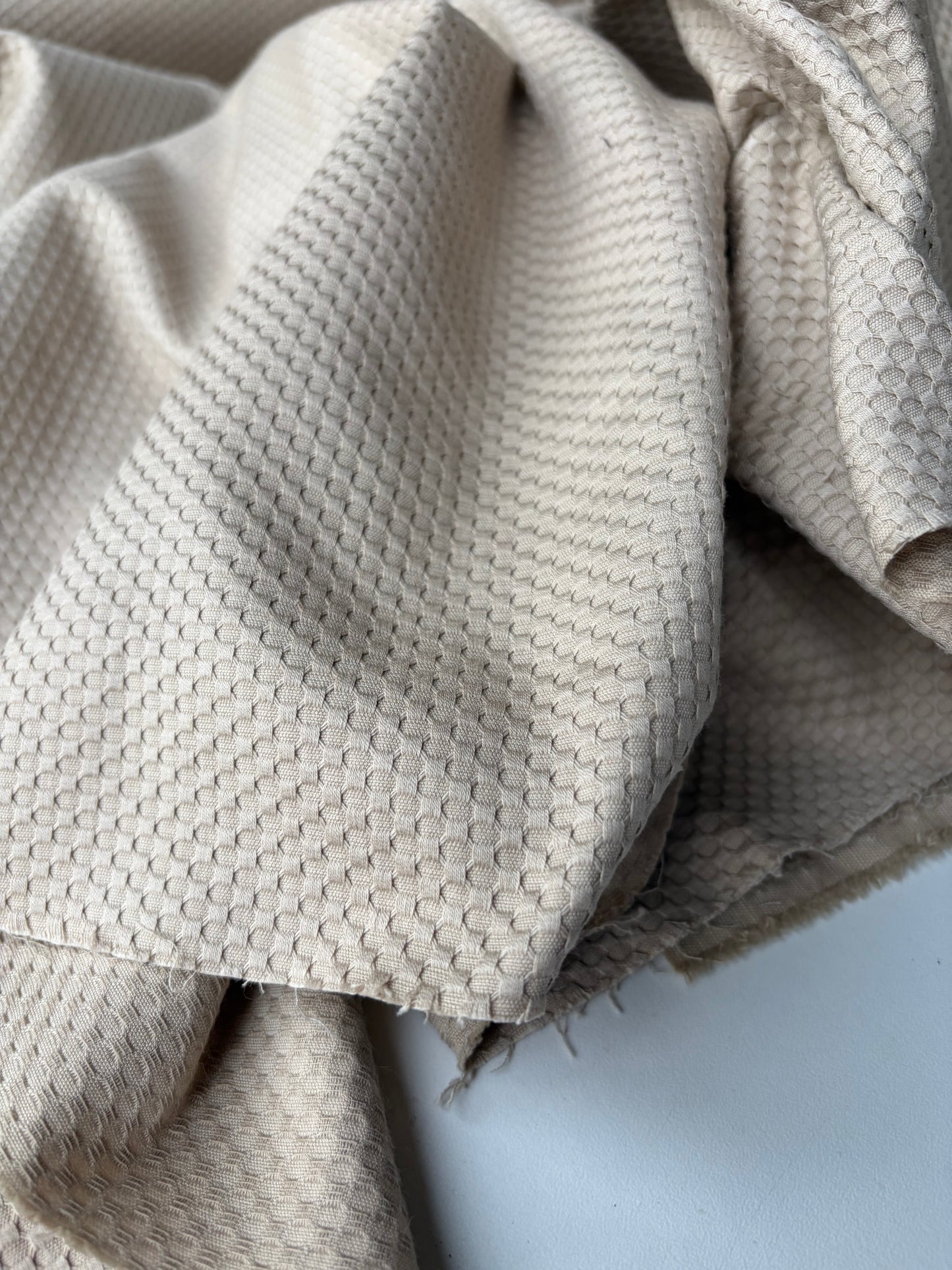 HOLLY 014 sand coloured structured cotton stretch