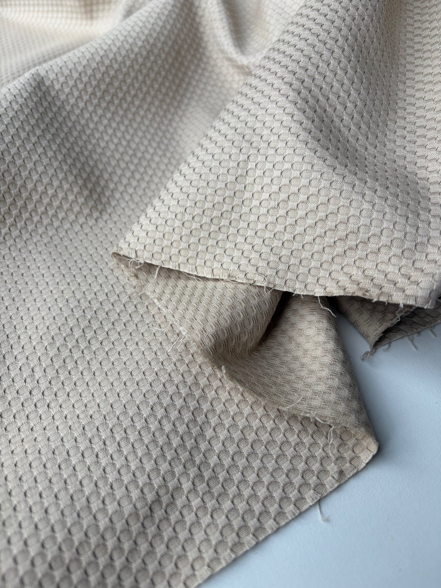HOLLY 014 sand coloured structured cotton stretch