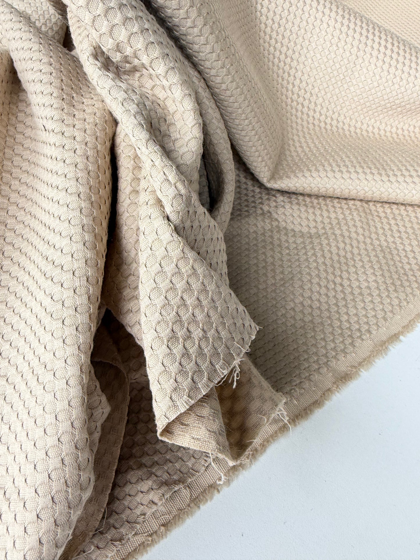 HOLLY 014 sand coloured structured cotton stretch