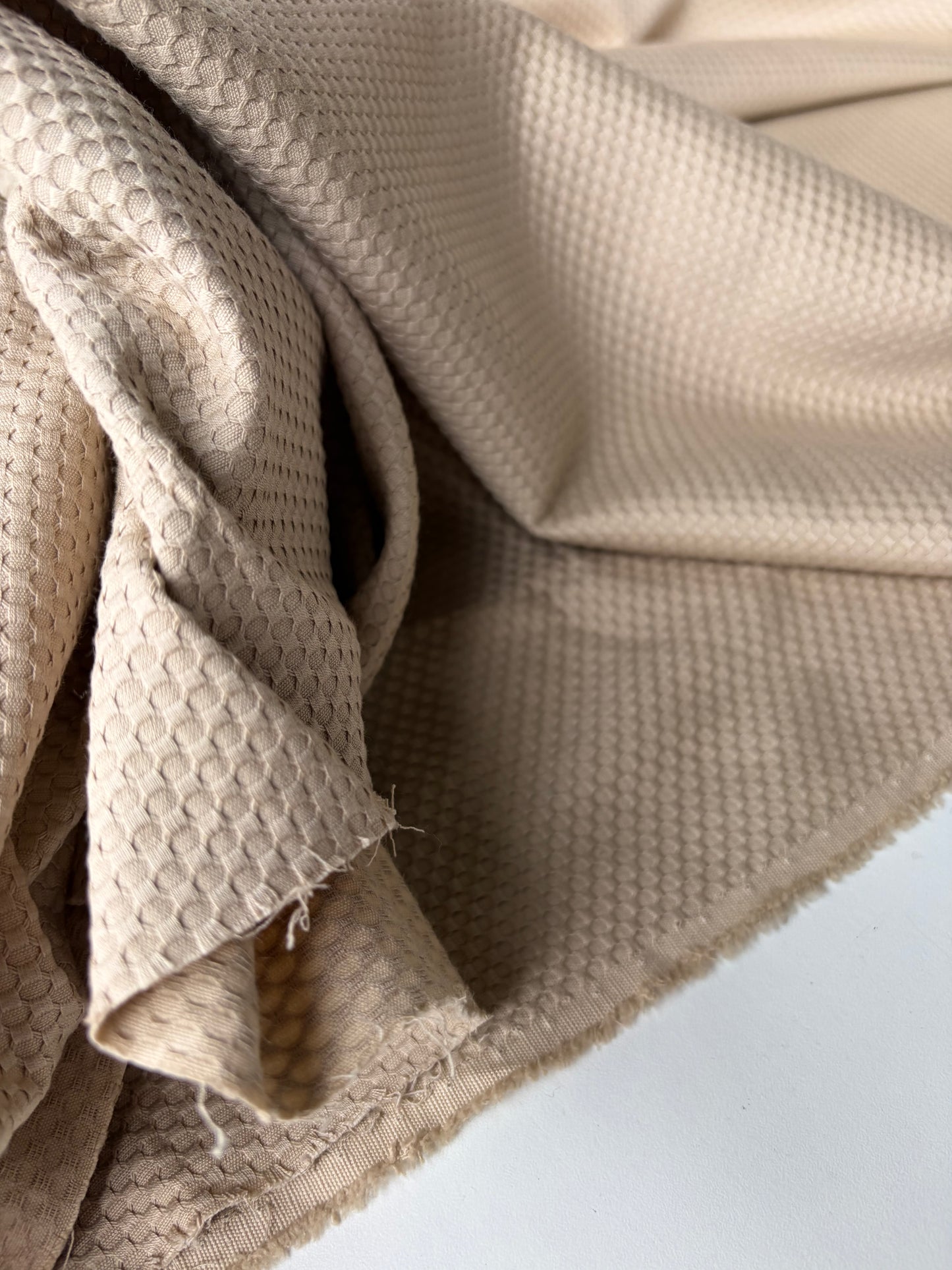 HOLLY 014 sand coloured structured cotton stretch
