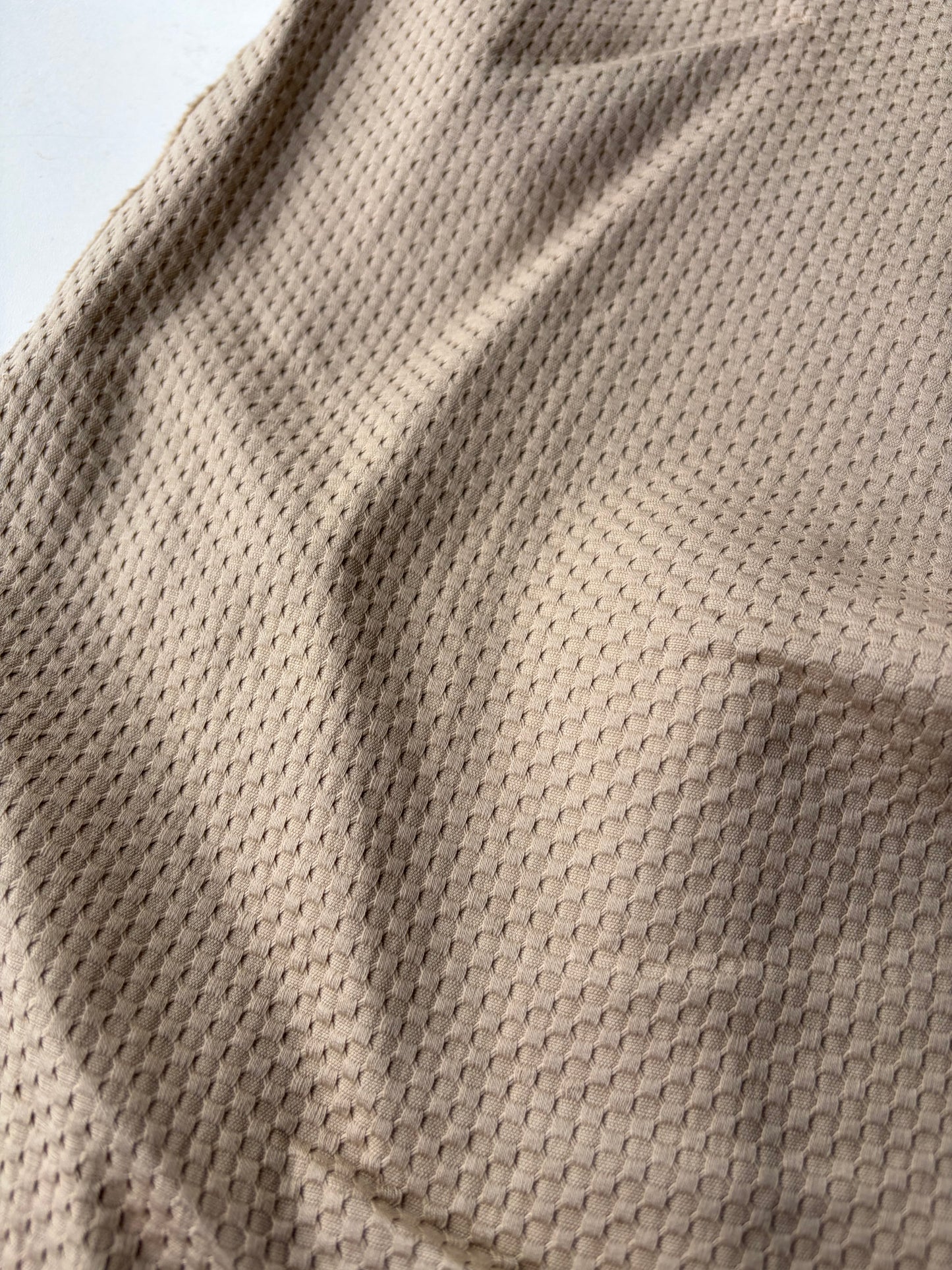 HOLLY 014 sand coloured structured cotton stretch