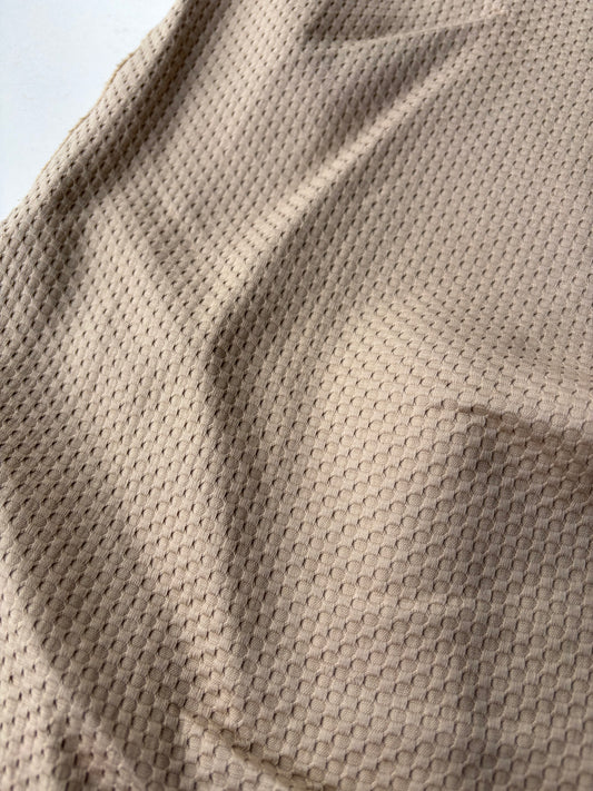 HOLLY 014 sand coloured structured cotton stretch