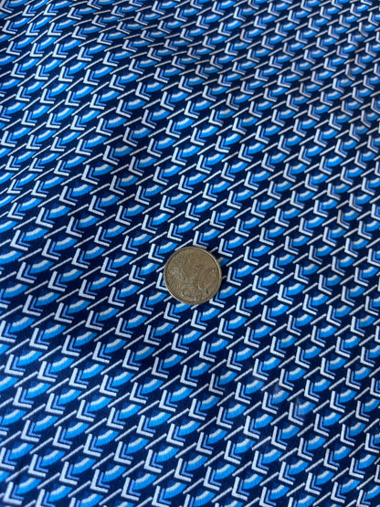 MARTY 001 cotton satin stretch blue geo print