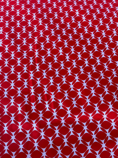 MARTY 005 cotton satin stretch red/white print