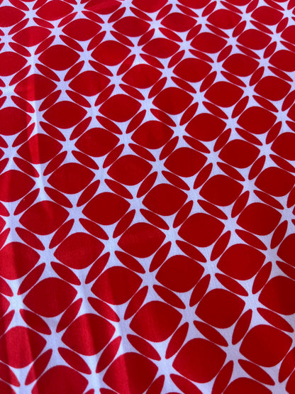MARTY 005 cotton satin stretch red/white print