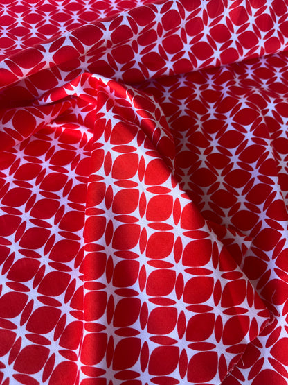 MARTY 005 cotton satin stretch red/white print