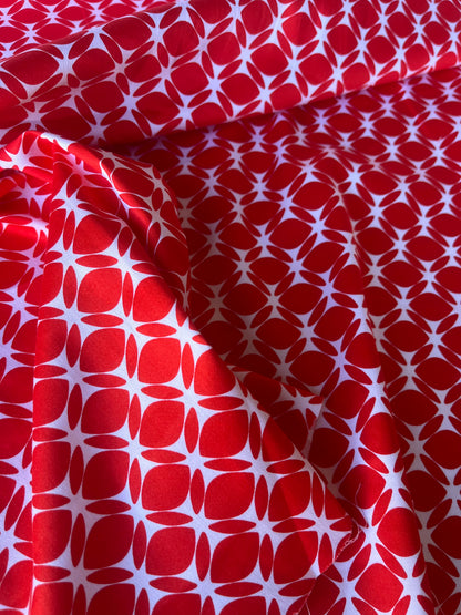 MARTY 005 cotton satin stretch red/white print