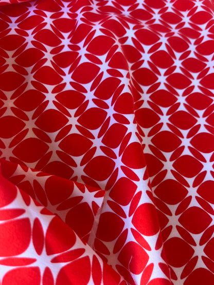 MARTY 005 cotton satin stretch red/white print