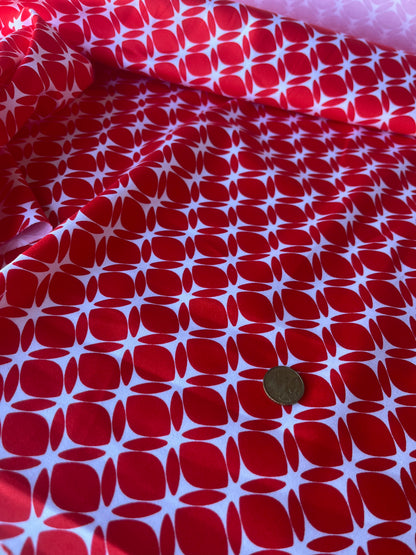 MARTY 005 cotton satin stretch red/white print
