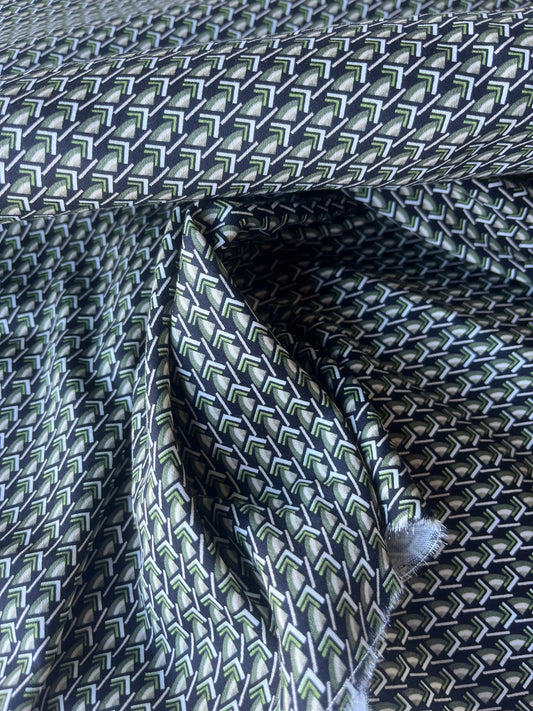 MARTY 007 cotton satin stretch green geo