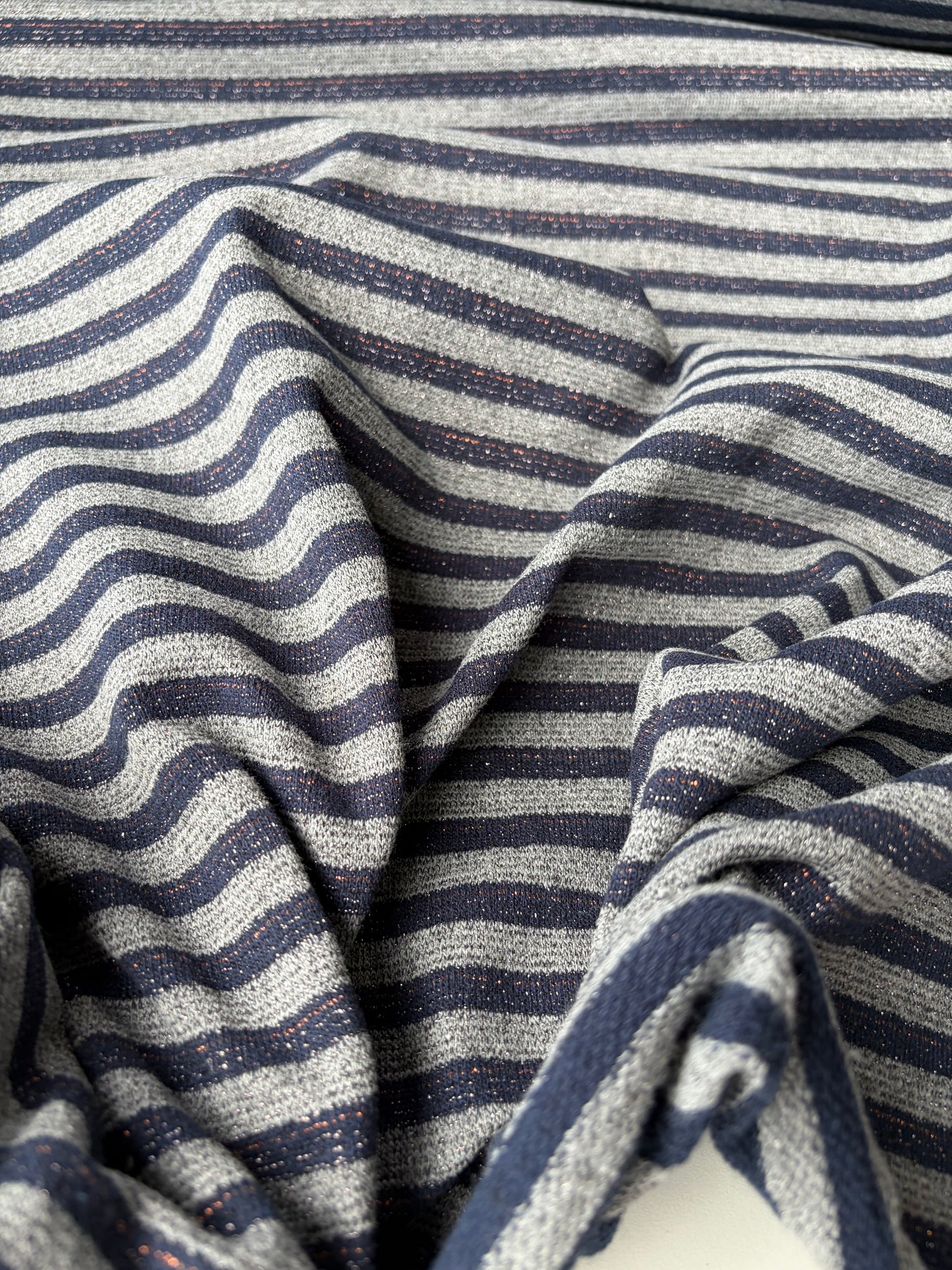 HOLLY 022 grey/navy  striped french terry with lurex