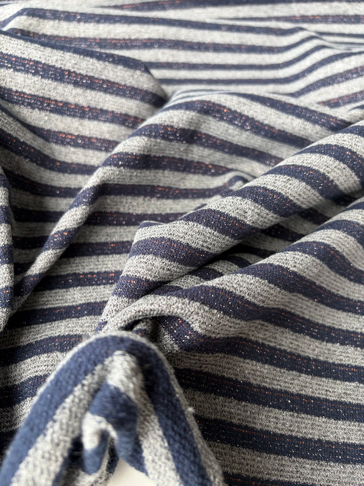 HOLLY 022 grey/navy  striped french terry with lurex