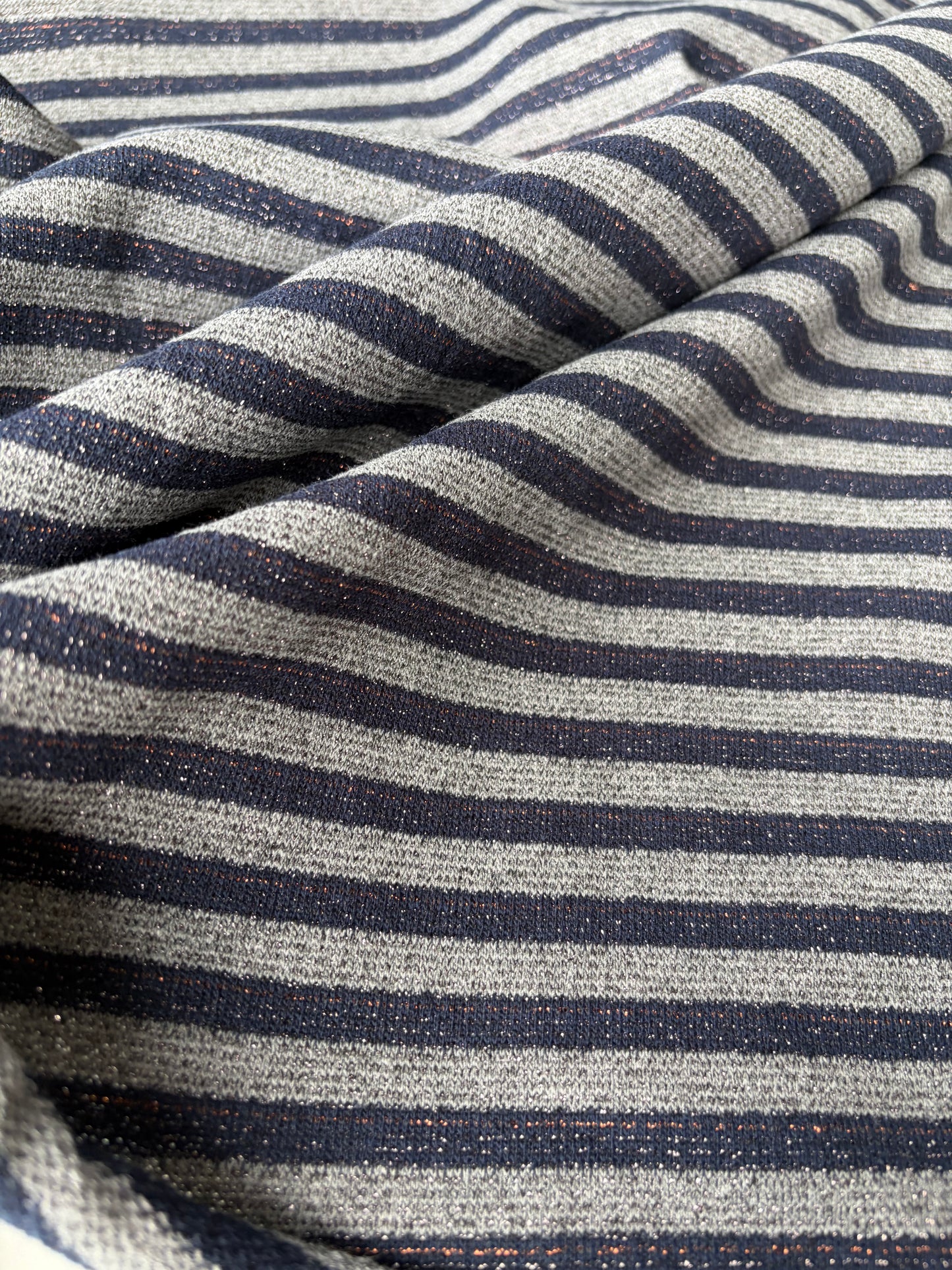 HOLLY 022 grey/navy  striped french terry with lurex