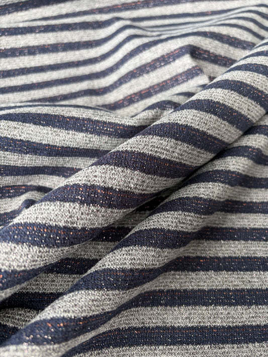 HOLLY 022 grey/navy  striped french terry with lurex