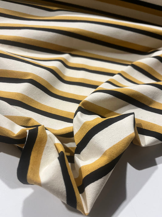Ella 004 cotton jersey stripes ecru/yellow/black
