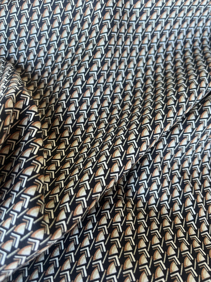 MARTY 006 cotton satin stretch brown geo