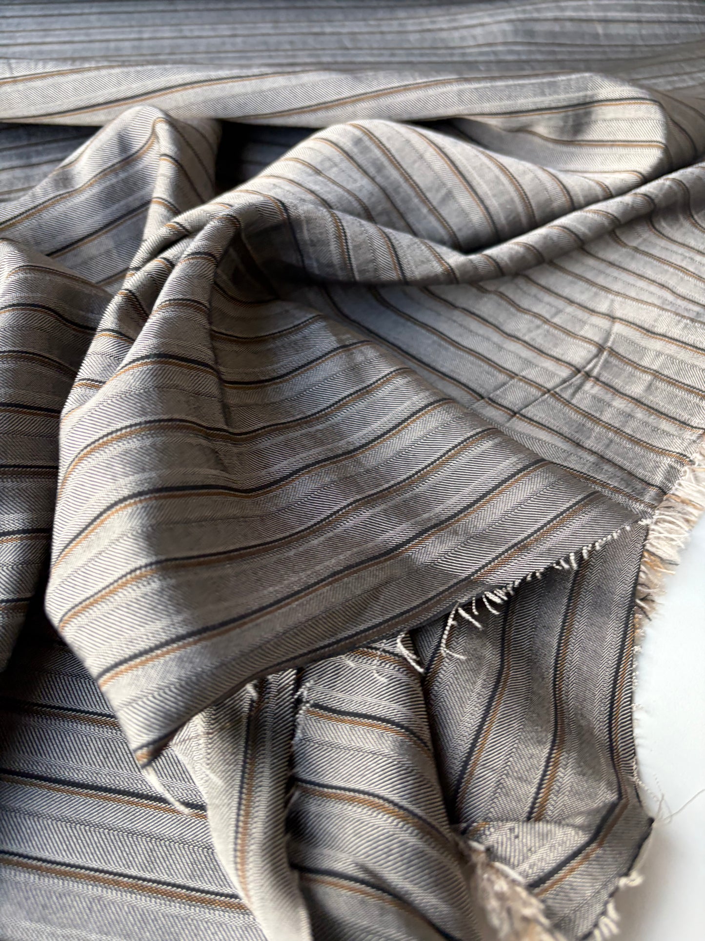 ISE 003 shiny striped suiting fabric with cotton