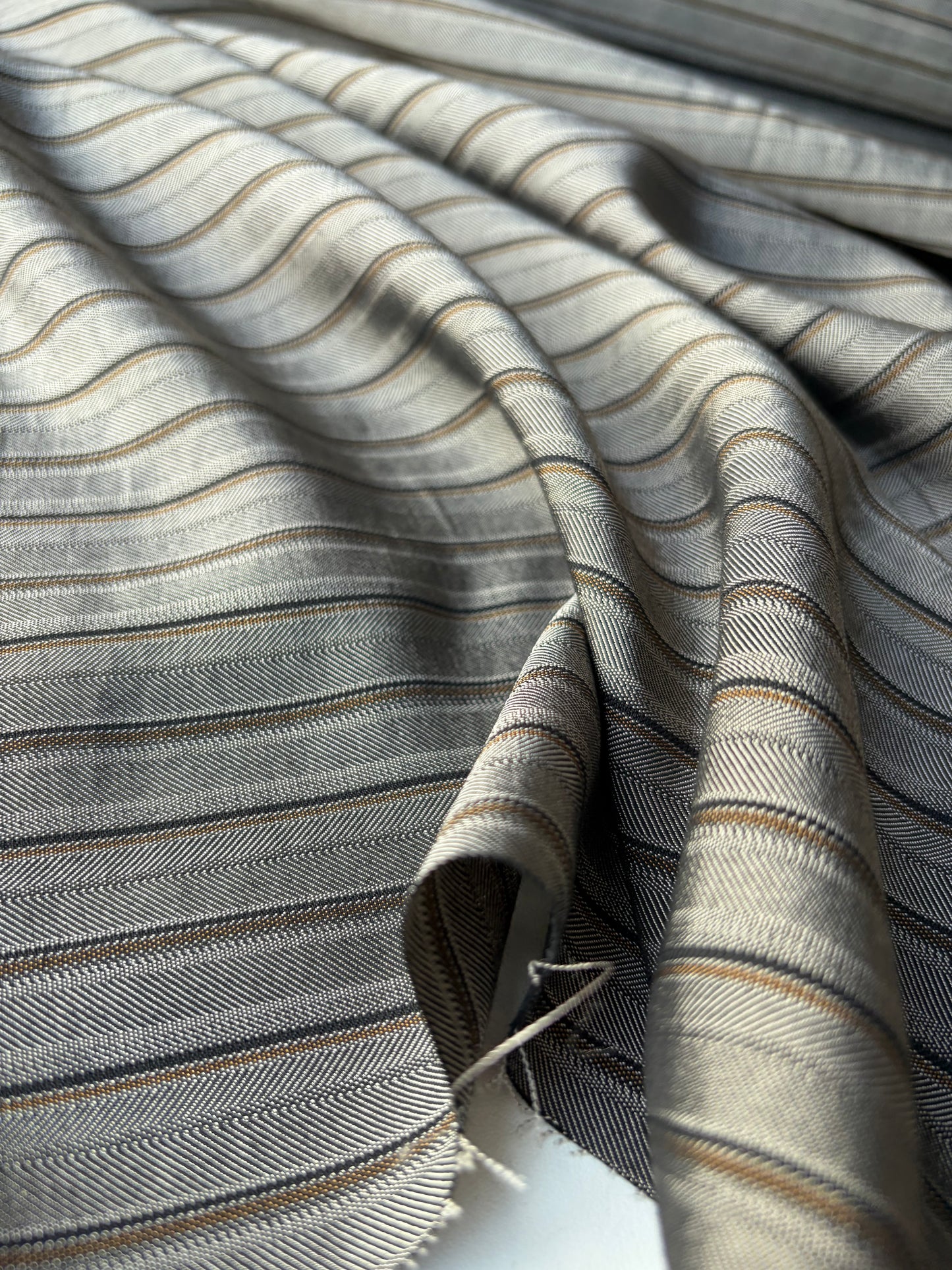 ISE 003 shiny striped suiting fabric with cotton