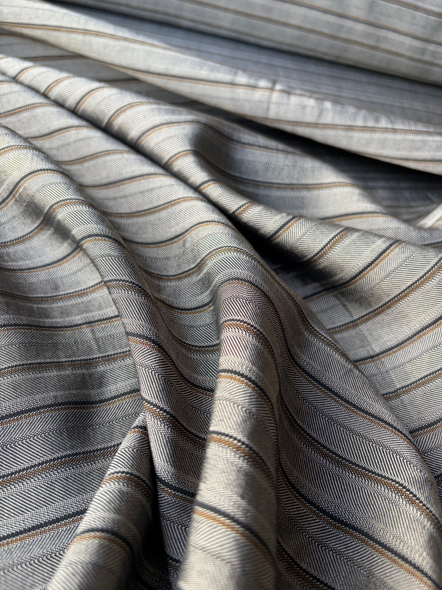 ISE 003 shiny striped suiting fabric with cotton